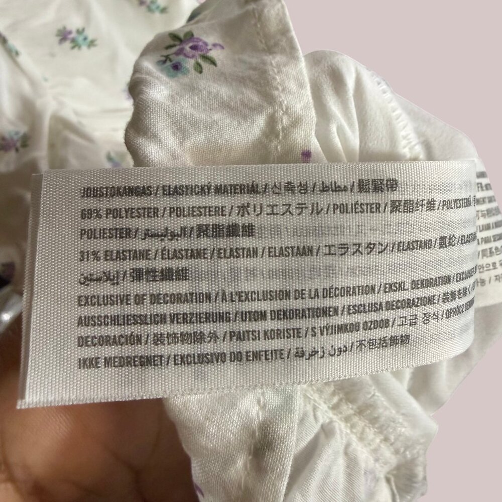 Hollister XS White Ditsy Floral Ruched Mini Dress Tie Strap Summer - Picture 8 of 11